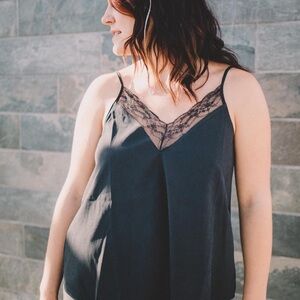 Elegant Black Lace Trim Camisole